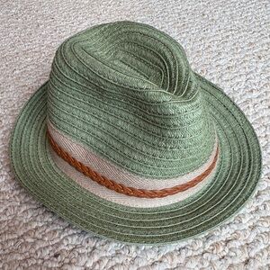 Janie And Jack Green Straw Hat, Fedora, Baby Boy 6-12 Mos 6 To 12 Months